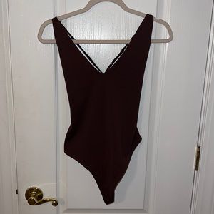 BABATON SPAGHETTI STRAP BROWN BODYSUIT SIZE L